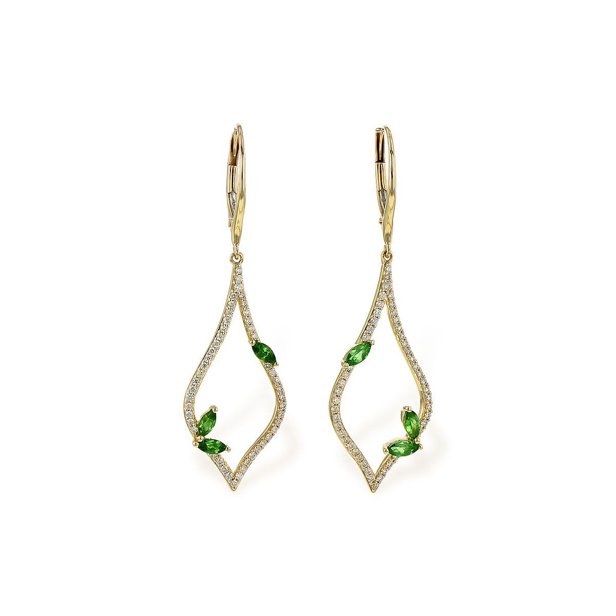14KT Gold Green Garnet Earrings