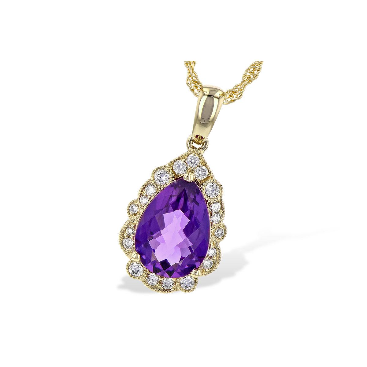 14KT Gold Amethyst Necklace