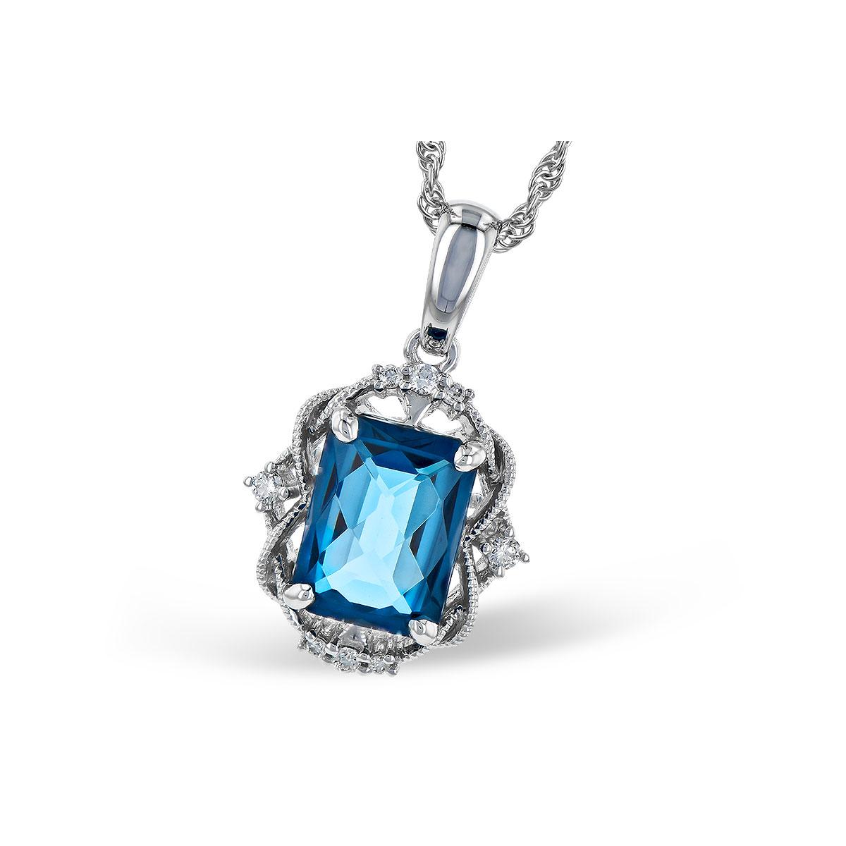 14KT Gold Blue Topaz Necklace