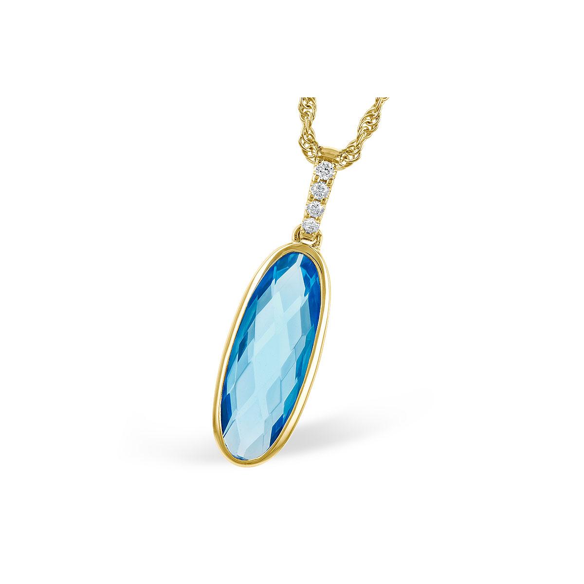 14KT Gold Blue Topaz Necklace