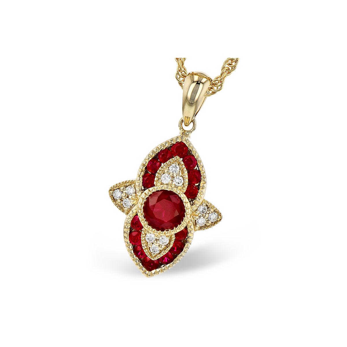 14KT Gold Ruby Necklace