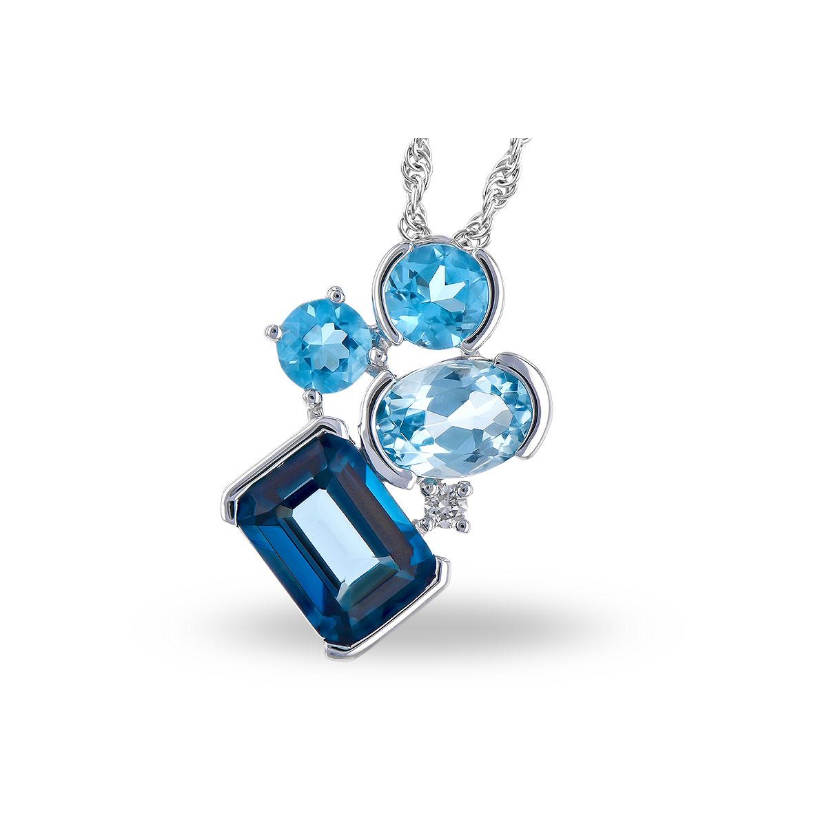 14KT Gold Blue Topaz Necklace