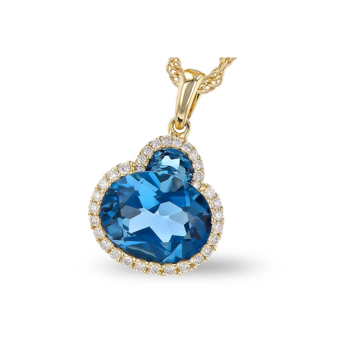 14KT Gold Blue Topaz Necklace