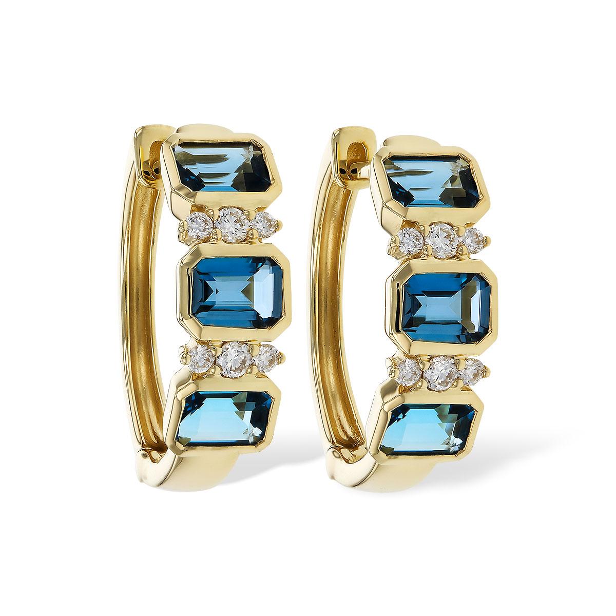 14KT Gold Blue Topaz Earrings