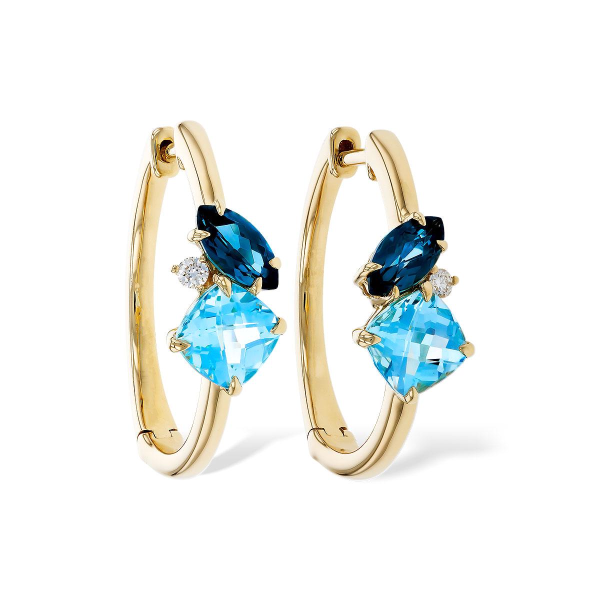 14KT Gold Blue Topaz Earrings