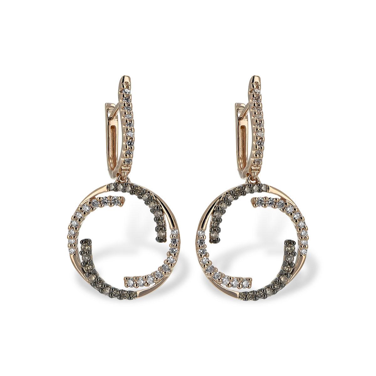 14KT Gold Brown Diamond Earrings