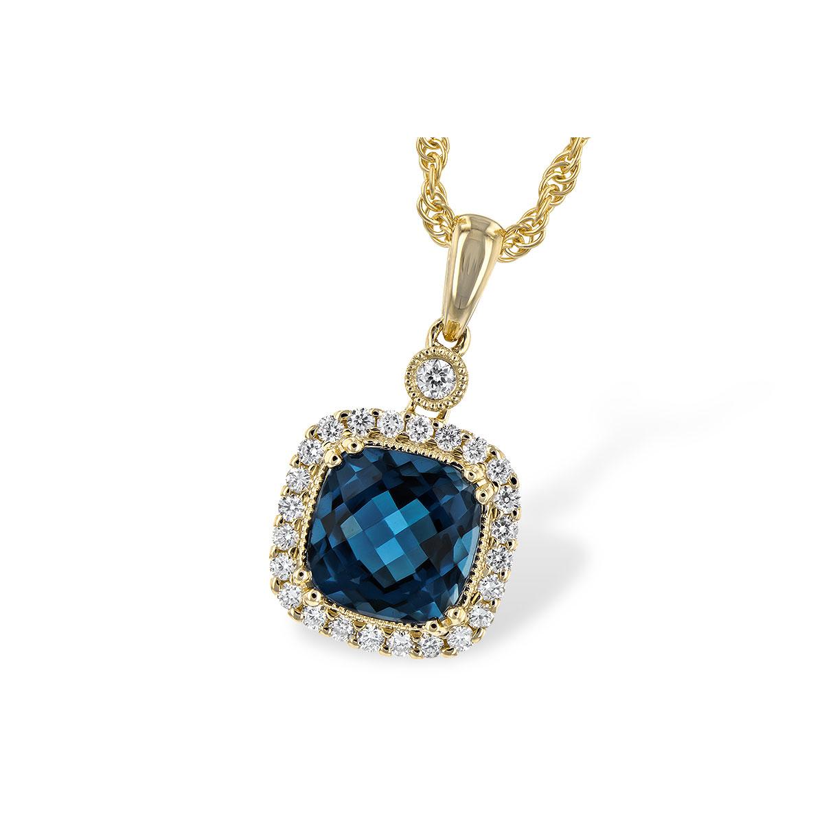 14KT Gold Blue Topaz Necklace