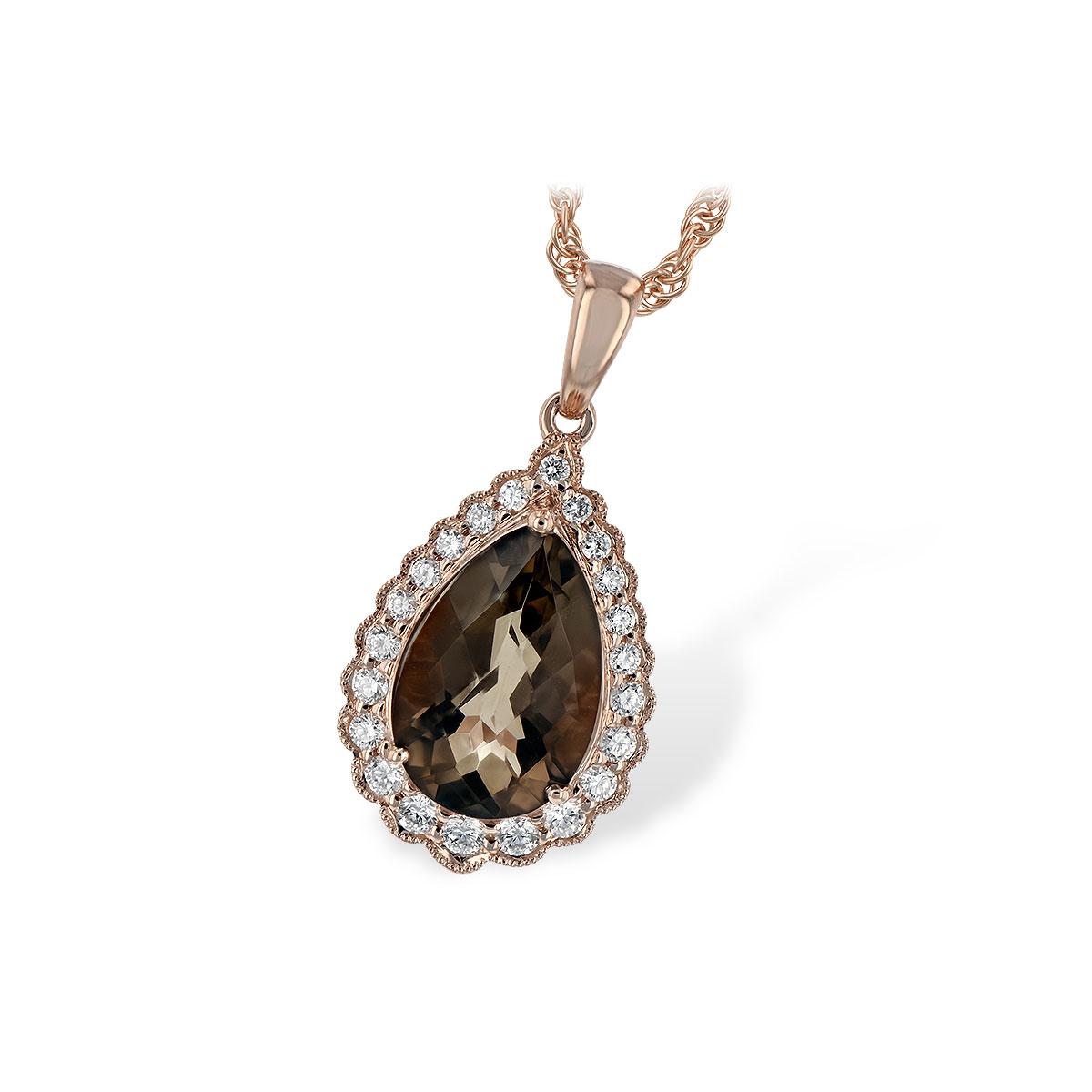 14KT Gold Smoky Quartz Necklace