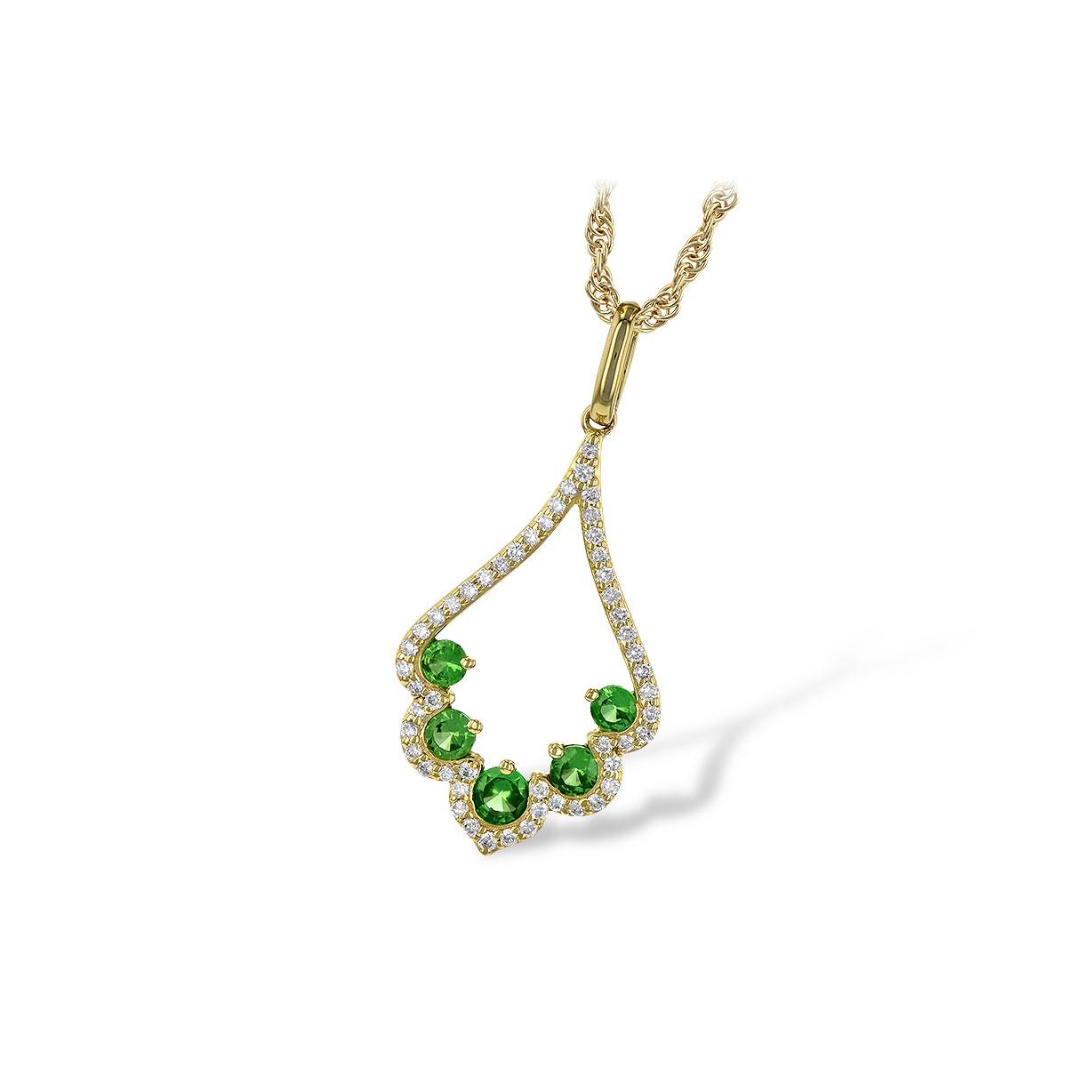 14KT Gold Green Garnet Necklace