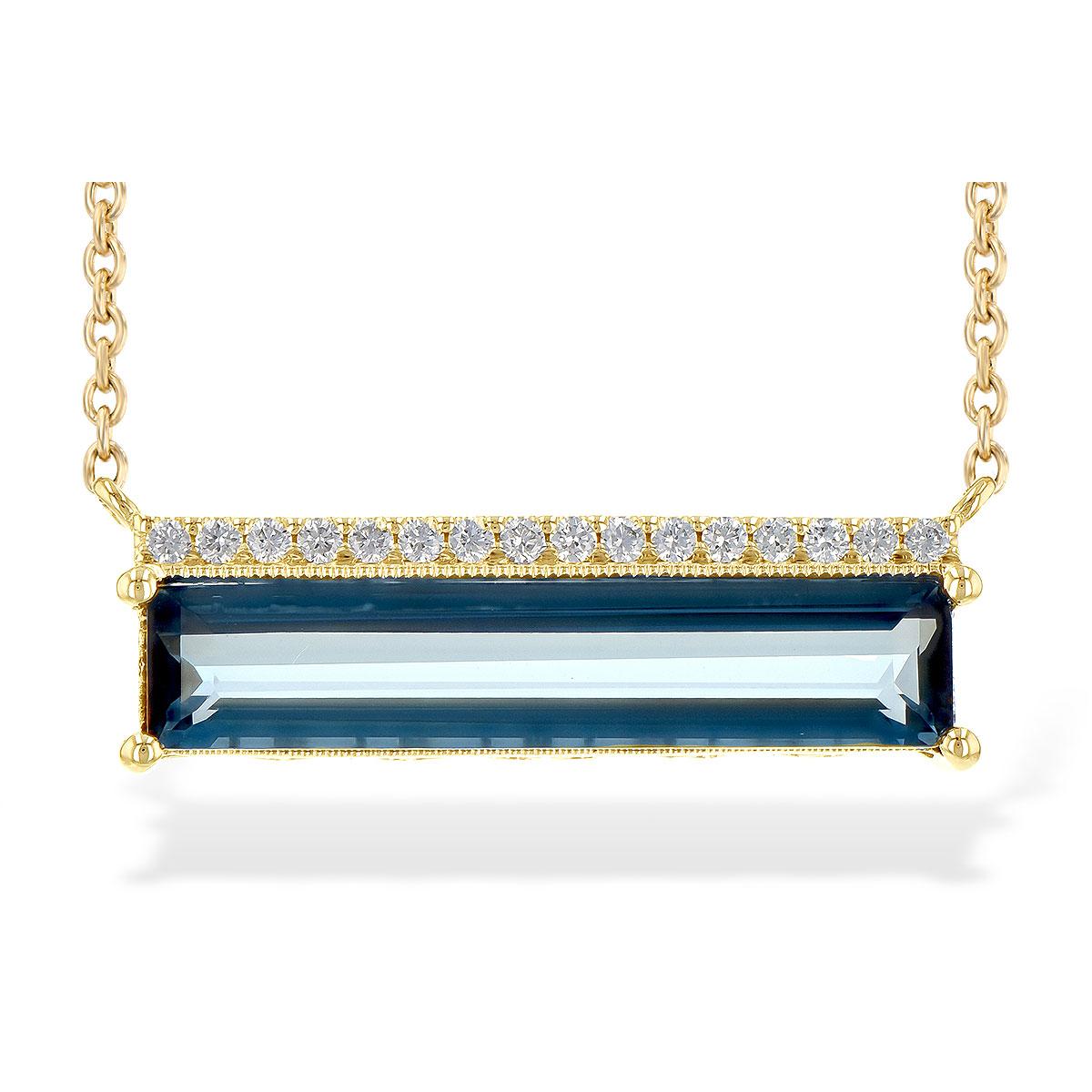 14KT Gold Blue Topaz Necklace