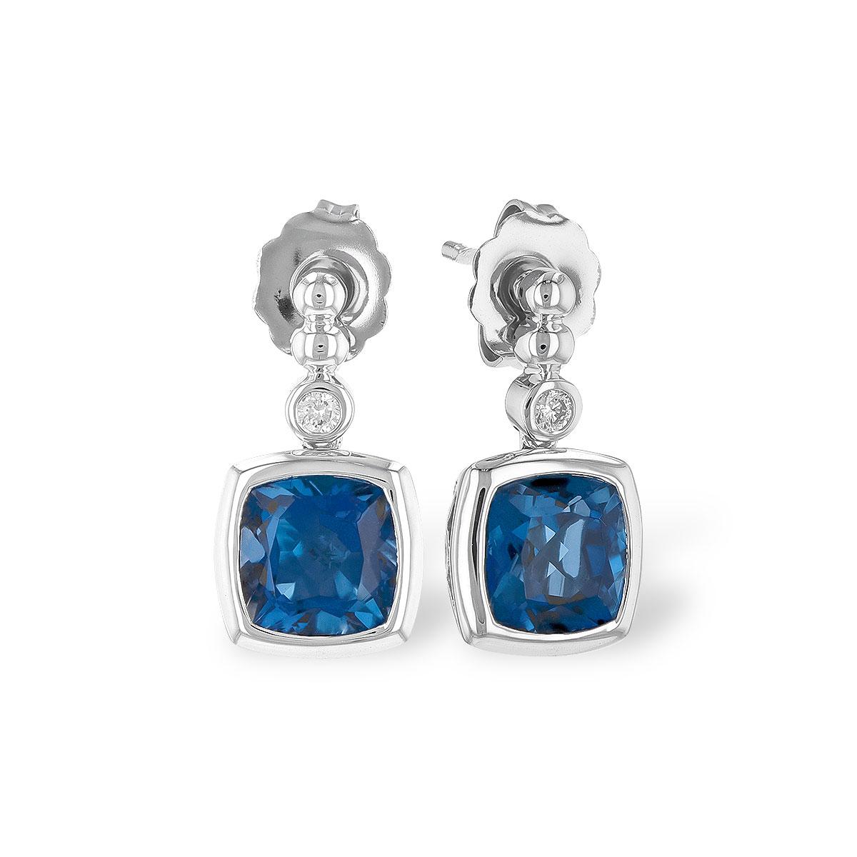 14KT Gold Blue Topaz Earrings