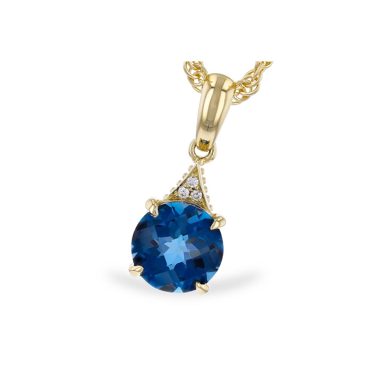 14KT Gold Blue Topaz Necklace