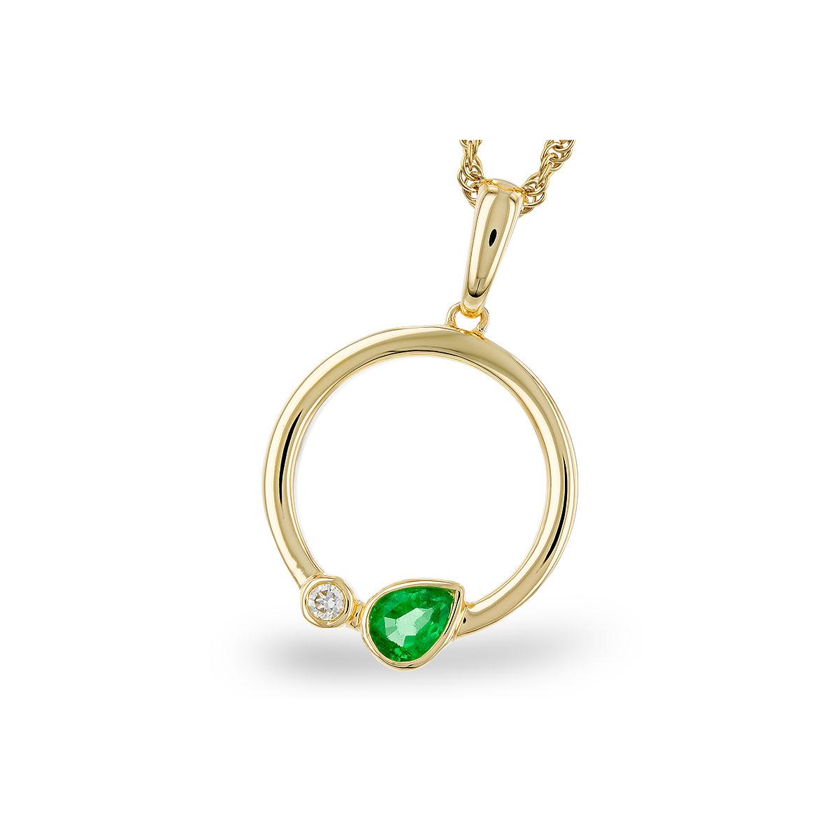 14KT Gold Emerald Necklace