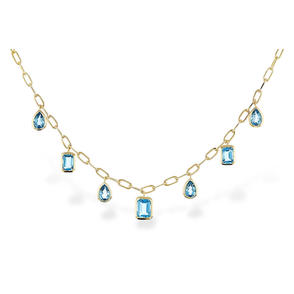 14KT Gold Blue Topaz Necklace
