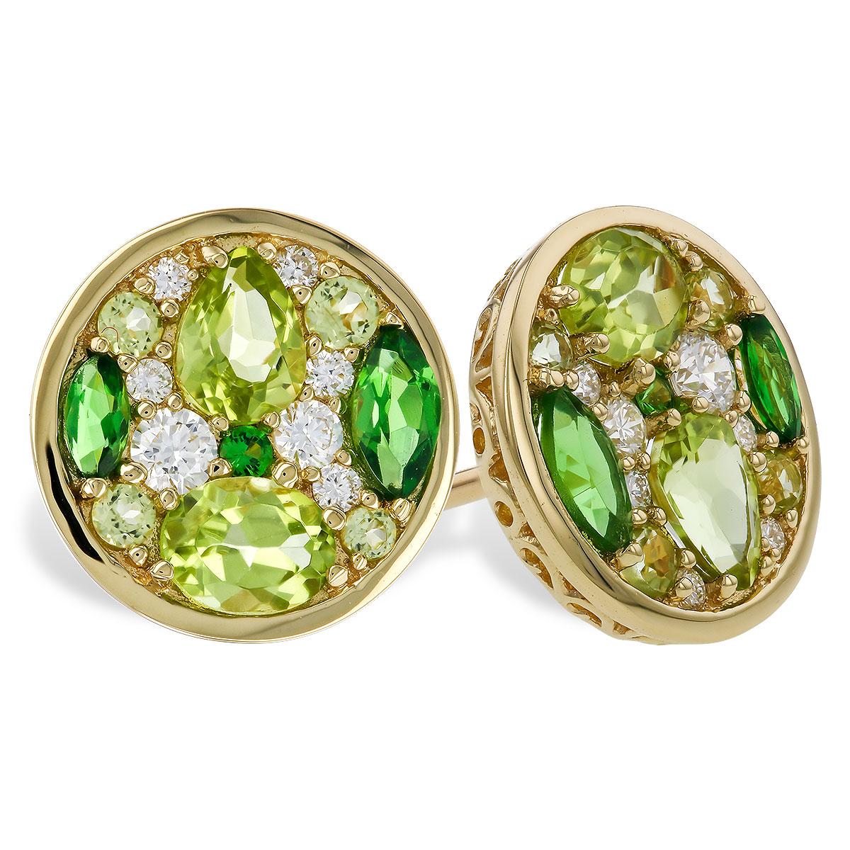14KT Gold Peridot & Tsavorite Earrings
