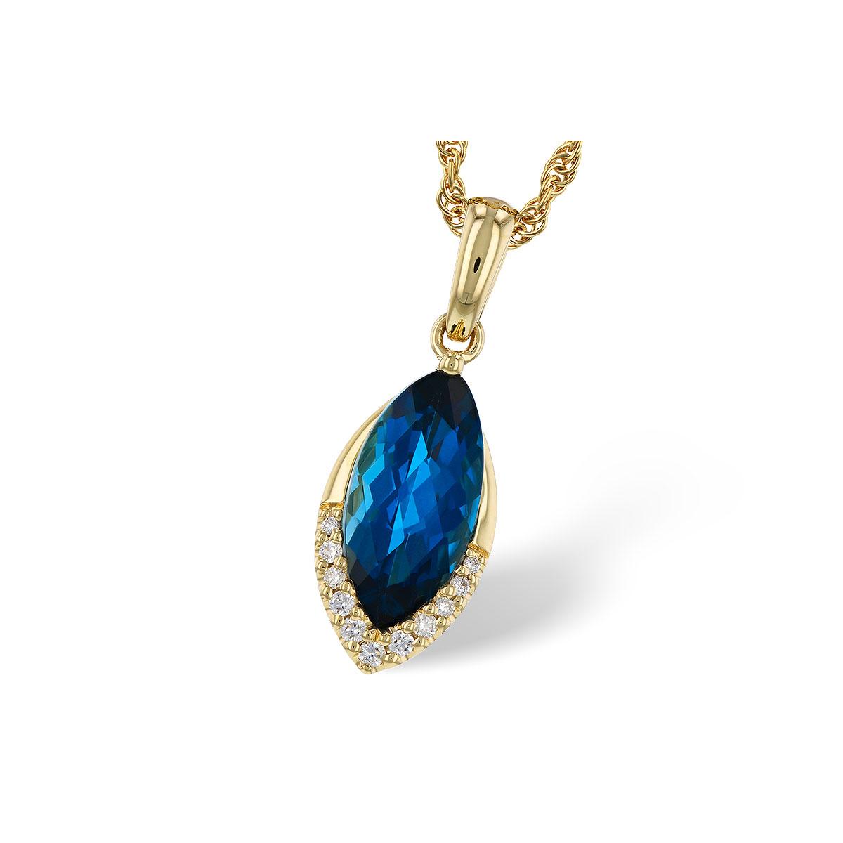 14KT Gold Blue Topaz Necklace