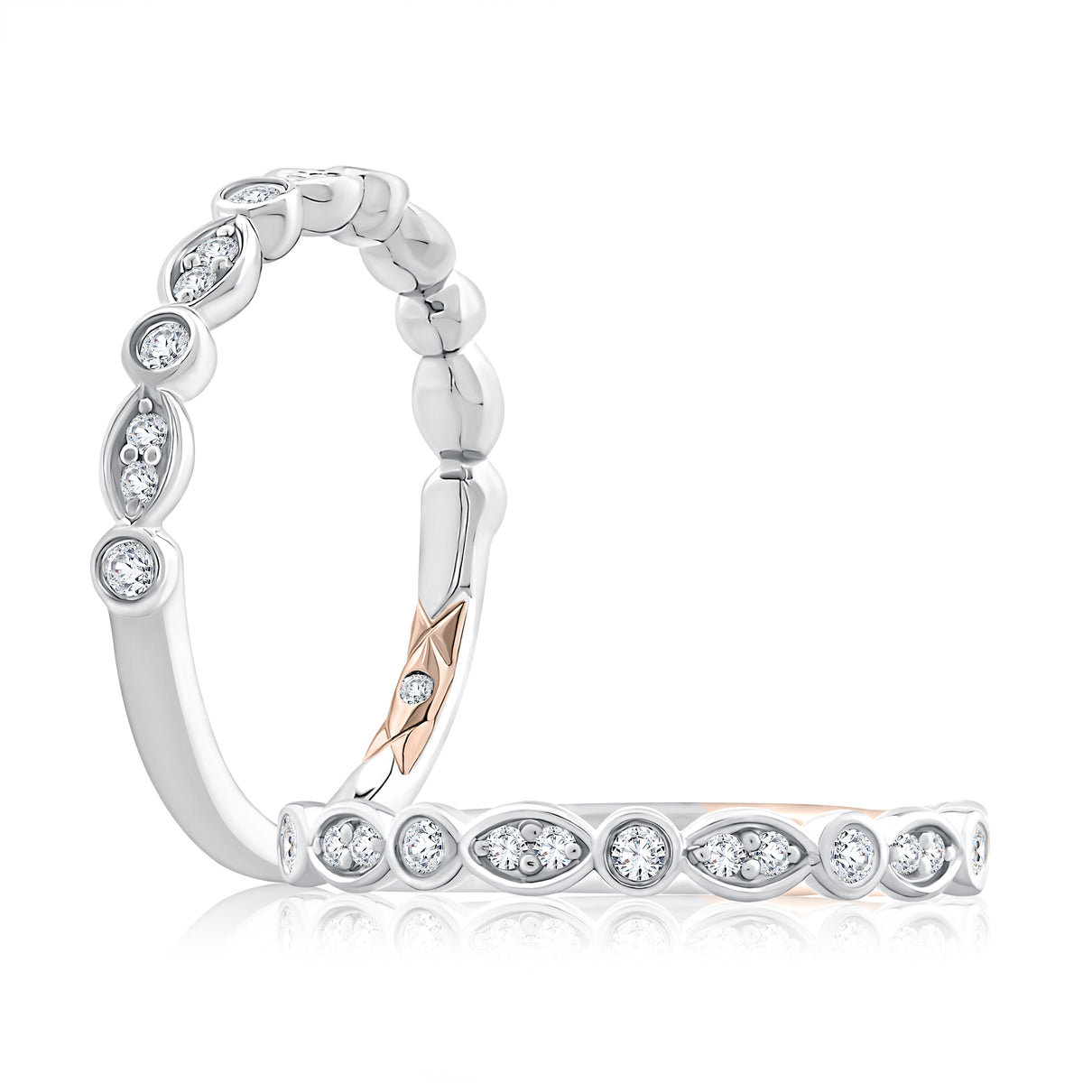 Alternating Round and Marquise Diamond Wedding Band [MRCRD2737/16]
