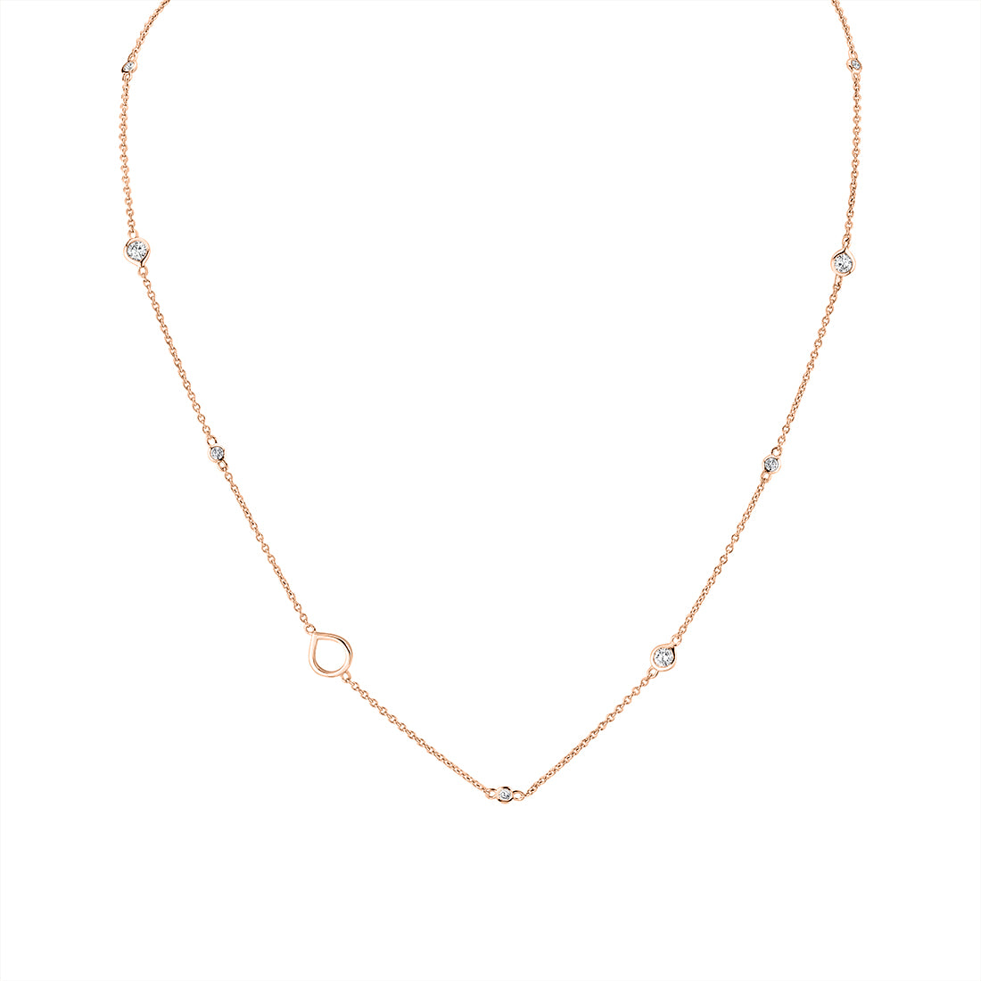 (18K Rose) Shell Charms and Bezel Diamonds Necklace