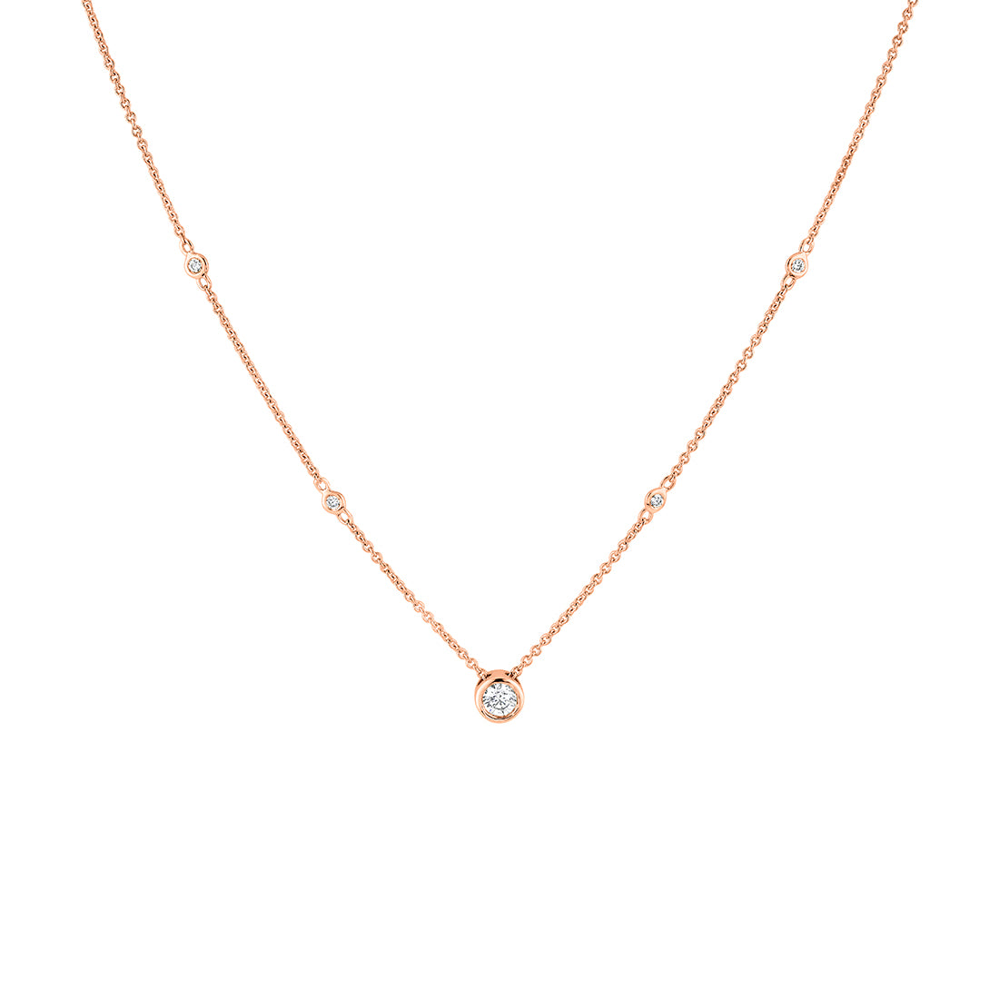 (14K Rose) Bezel Diamond Necklace