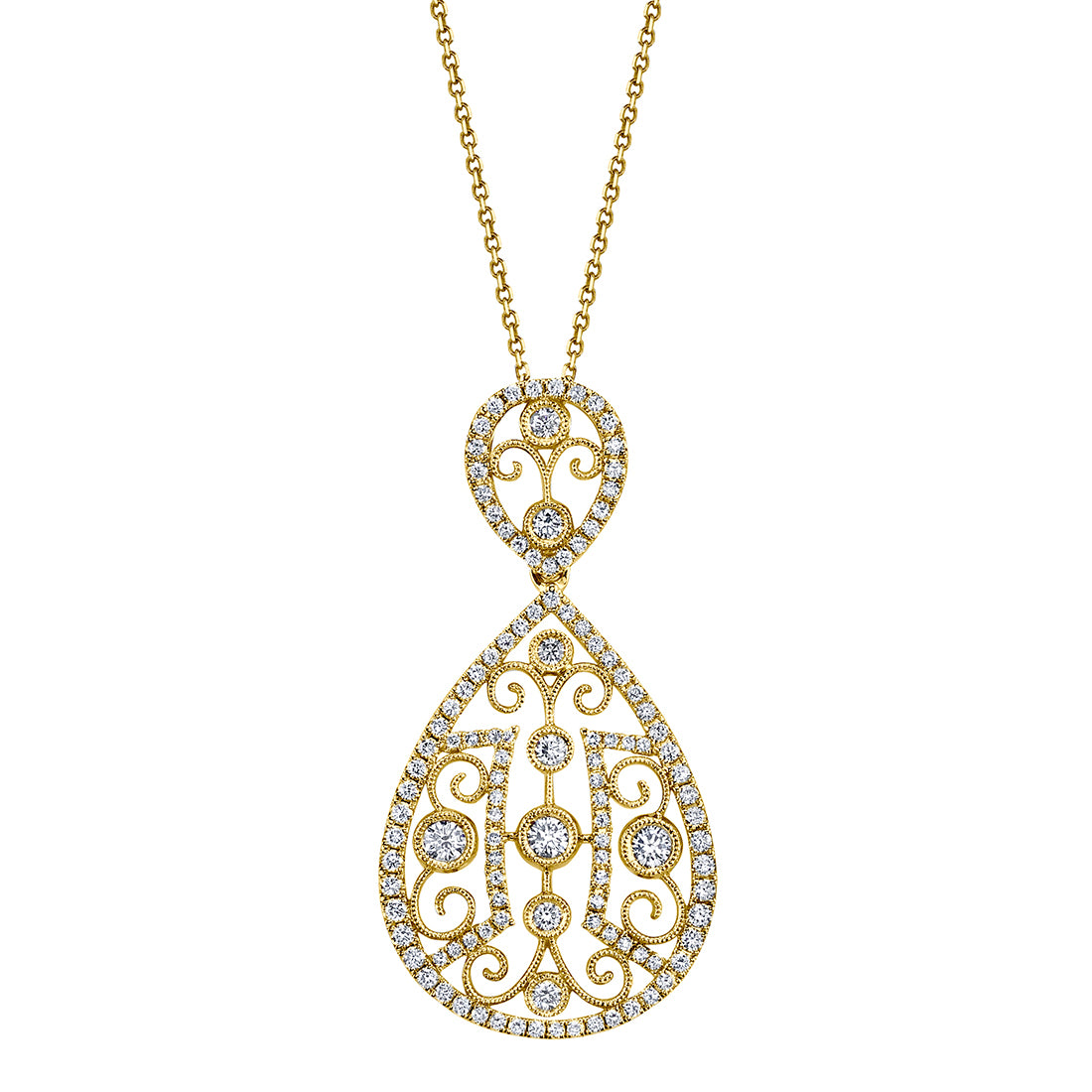 (18K Yellow) Pear Shaped Diamond Pendant