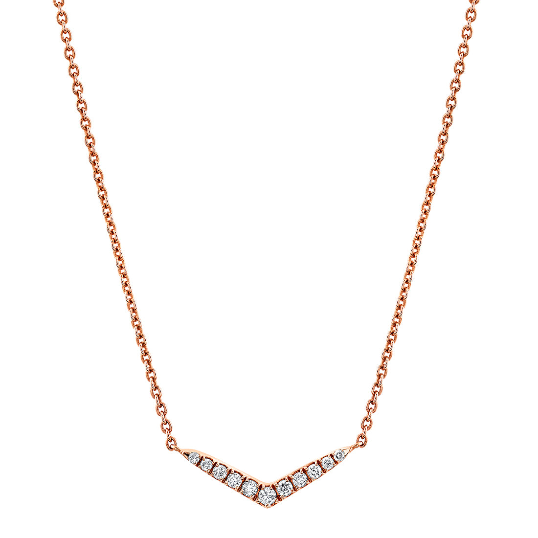 (18K Rose) V Shaped Diamond Pendant