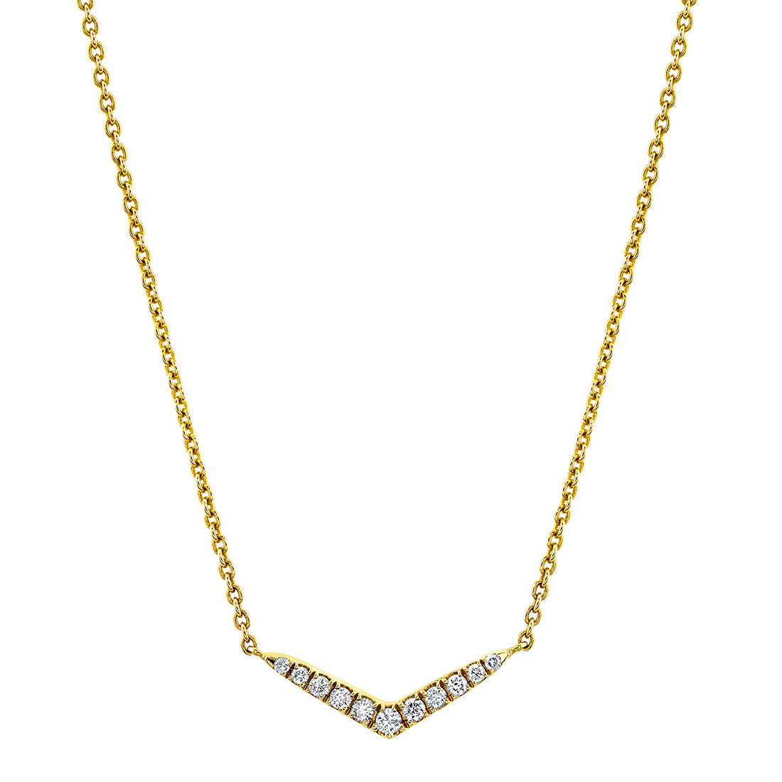 (18K Yellow) V Shaped Diamond Pendant