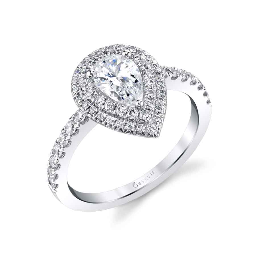 (Gallery) Claudia - Pear Cut Double Halo Engagement Ring