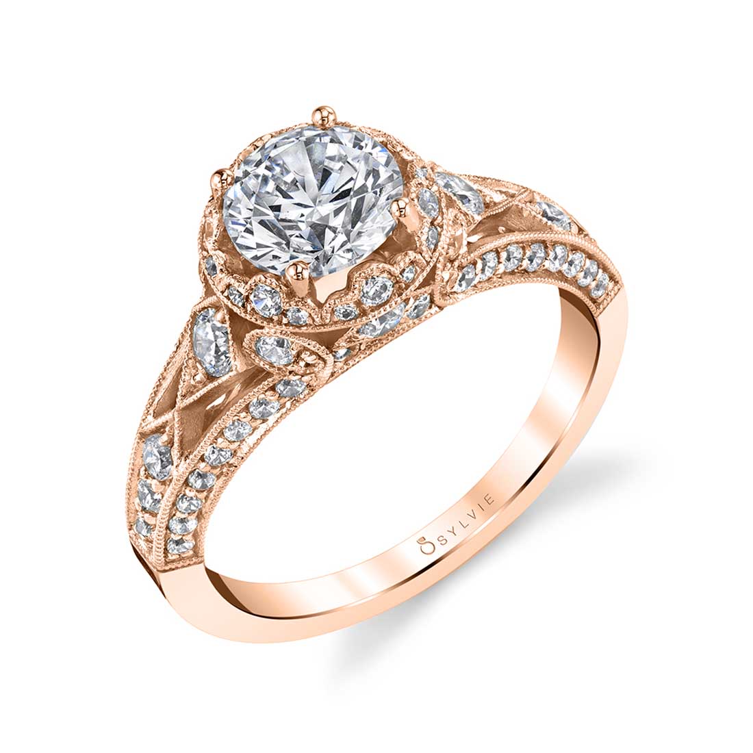 (14K Rose) Shayna - Vintage Inspired Engagement Ring