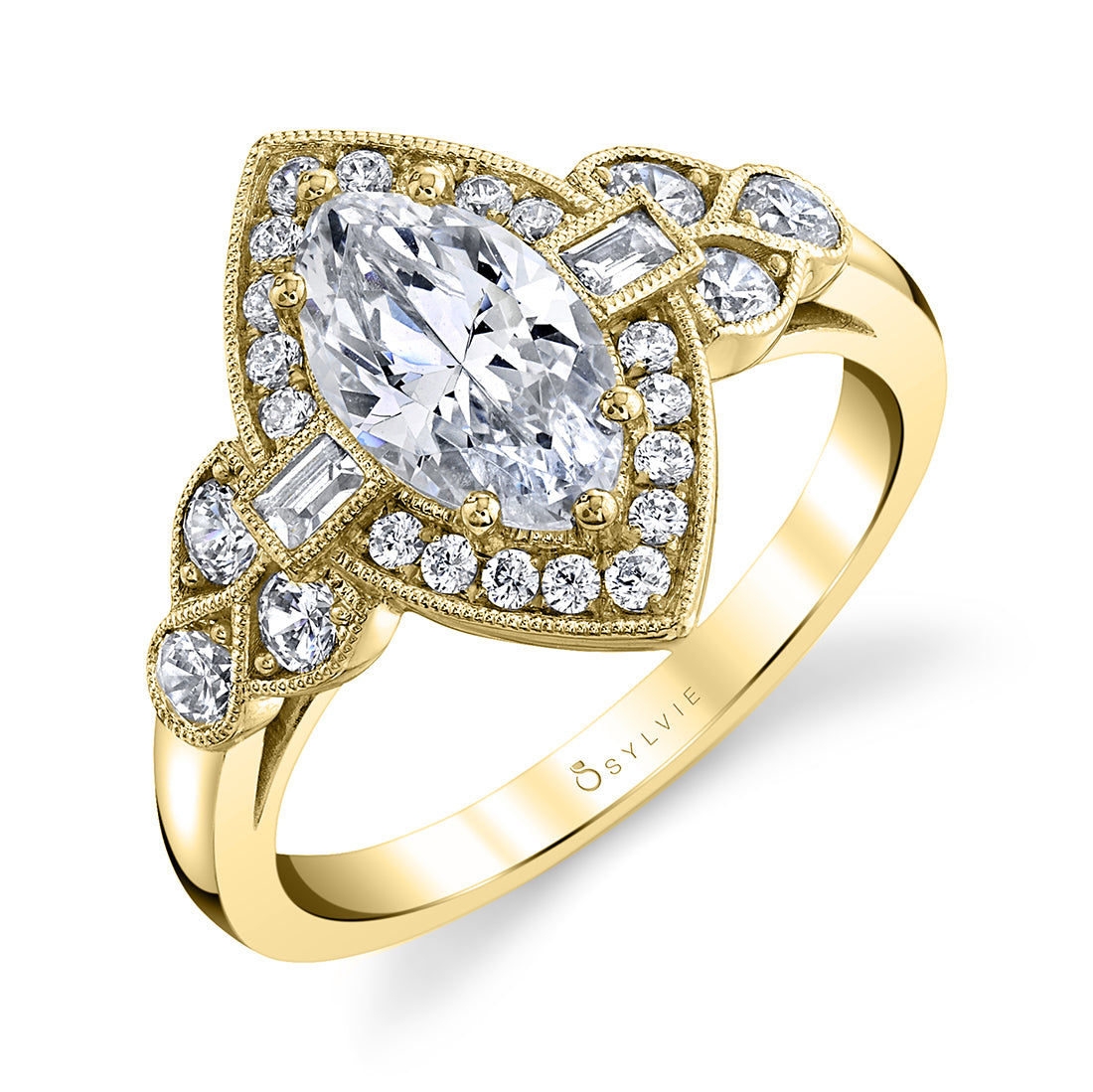 (18K Yellow) Francesca - Marquise Engagement Ring