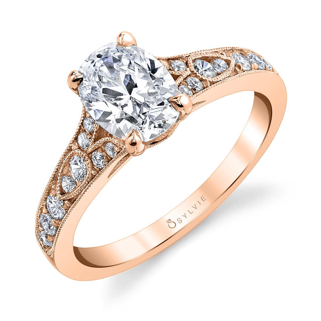 (18K Rose) Chereen - Oval Engagement Ring