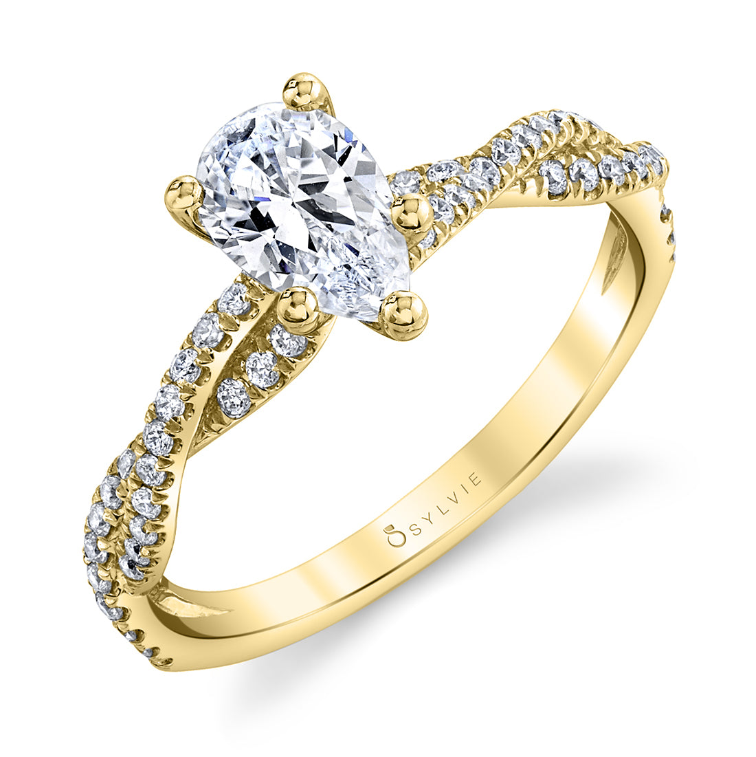 (18K Yellow) Leana - Pear Shaped Engagement Ring