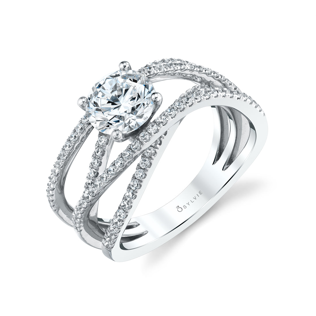 (18K White) Split Shank Engagement Ring - Hannah