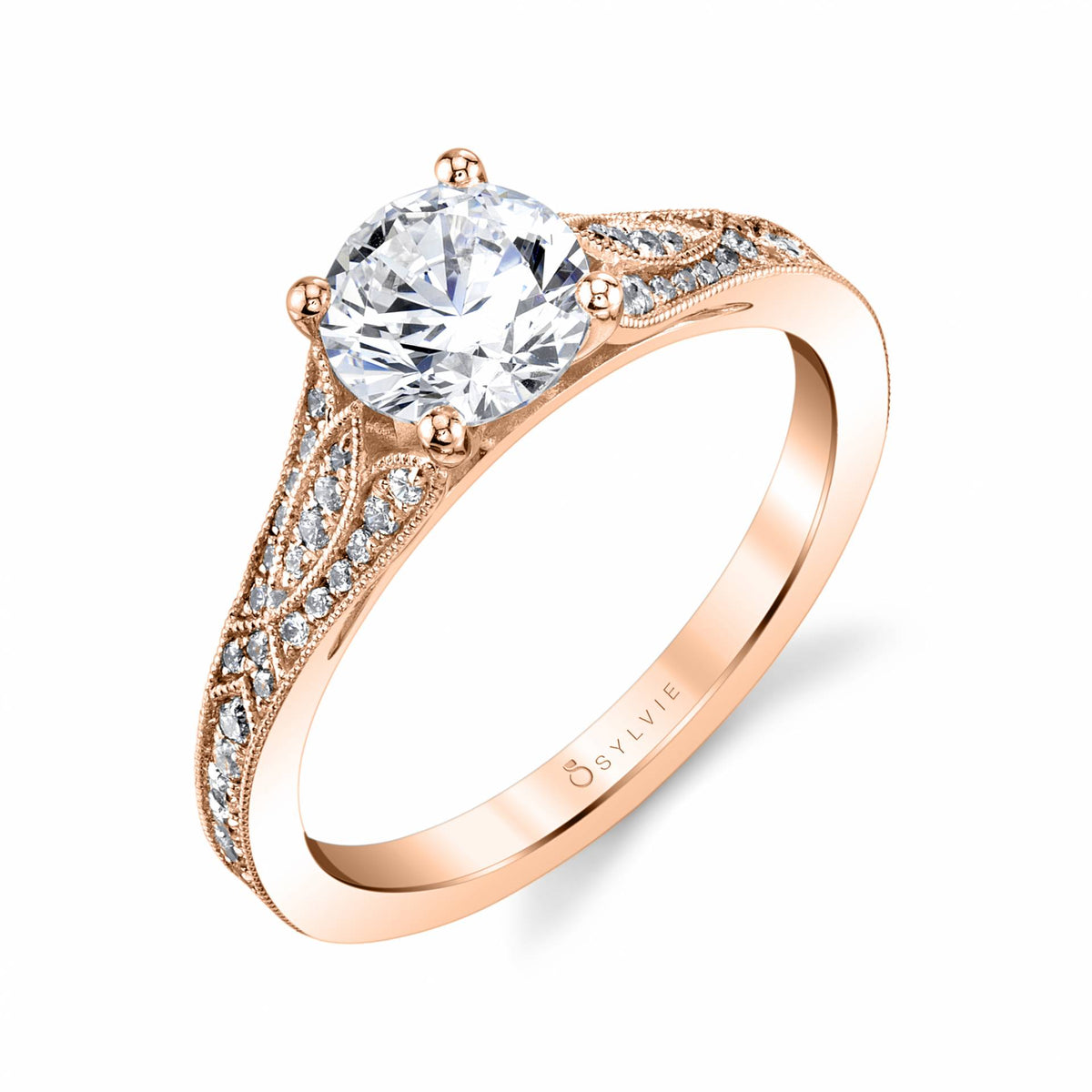 (18K Rose) Vintage Inspired Engagement Ring