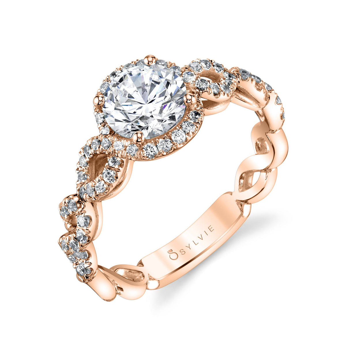 (18K Rose) Unique Spiral Engagement Ring
