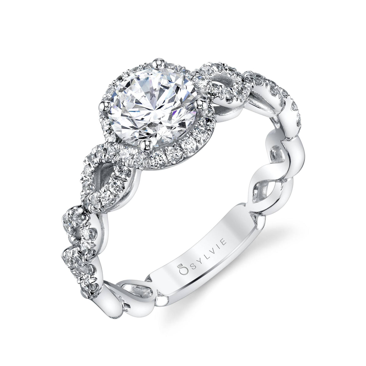 (18K White) Unique Spiral Engagement Ring