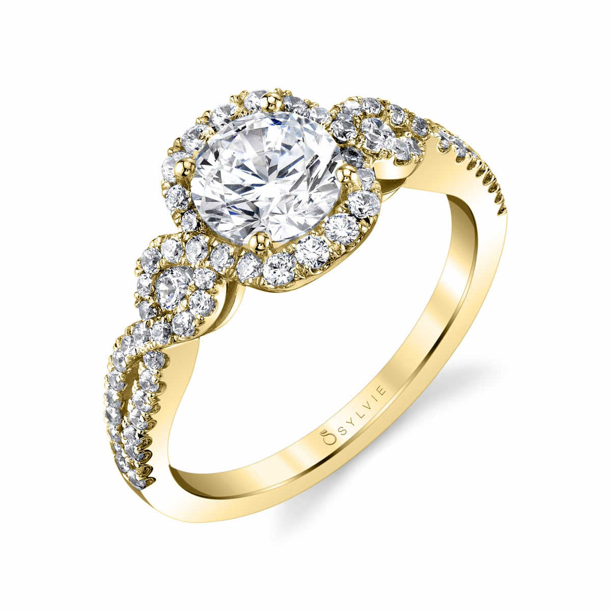(18K Yellow) Modern Spiral Engagement Ring