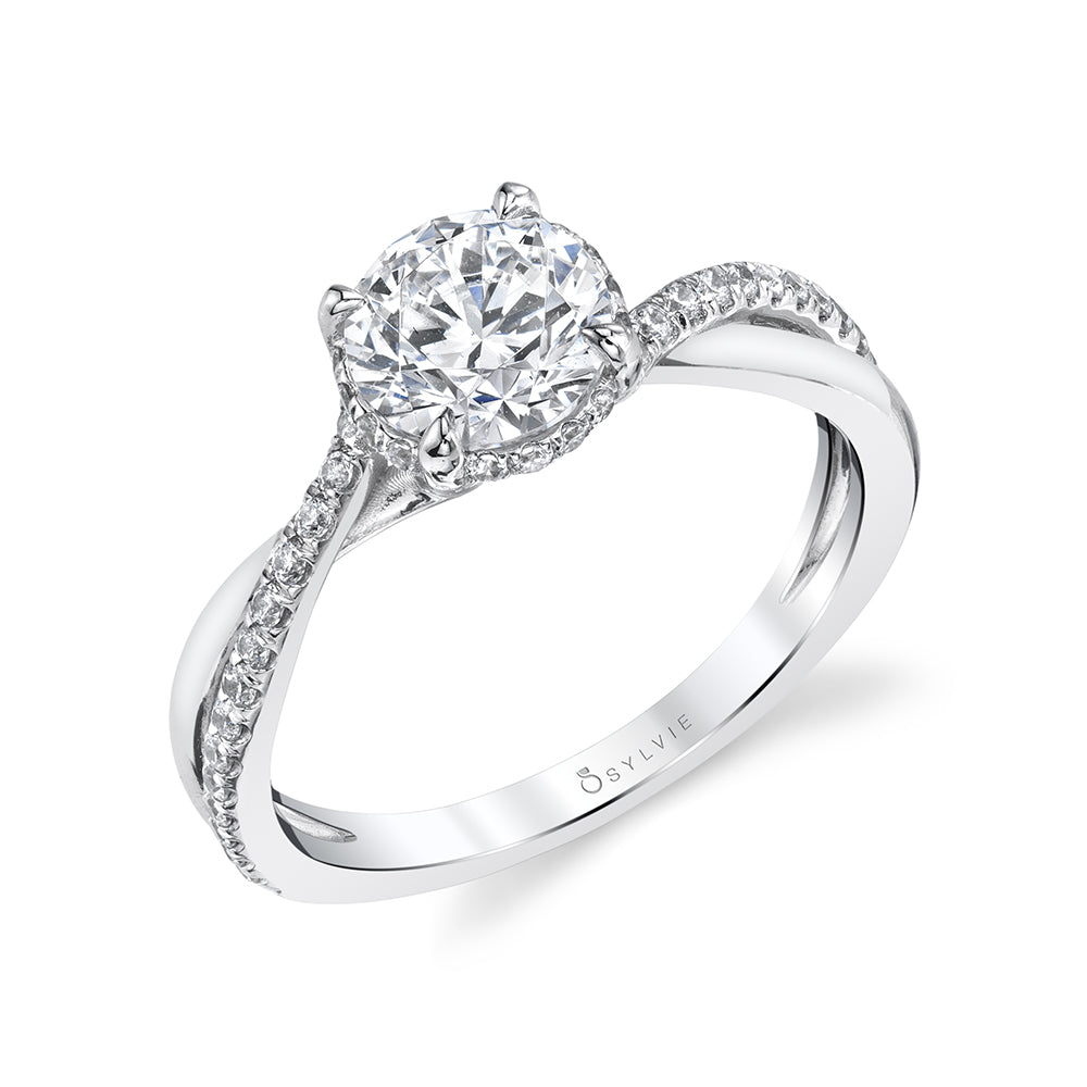 (18K White) Spiral Engagement Ring