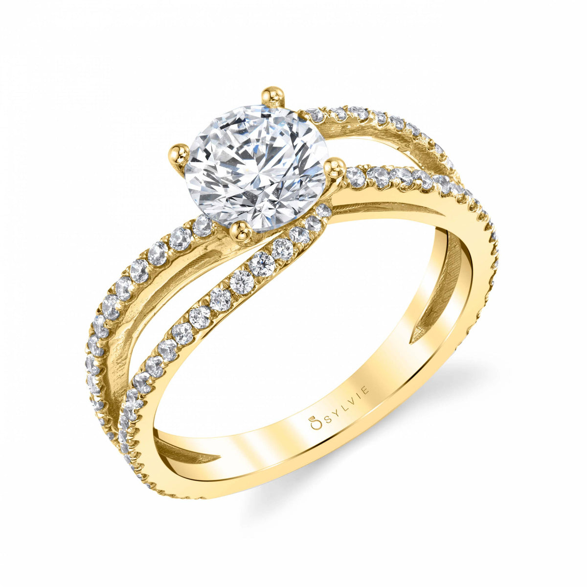 (14K Yellow) Split Shank Engagement Ring