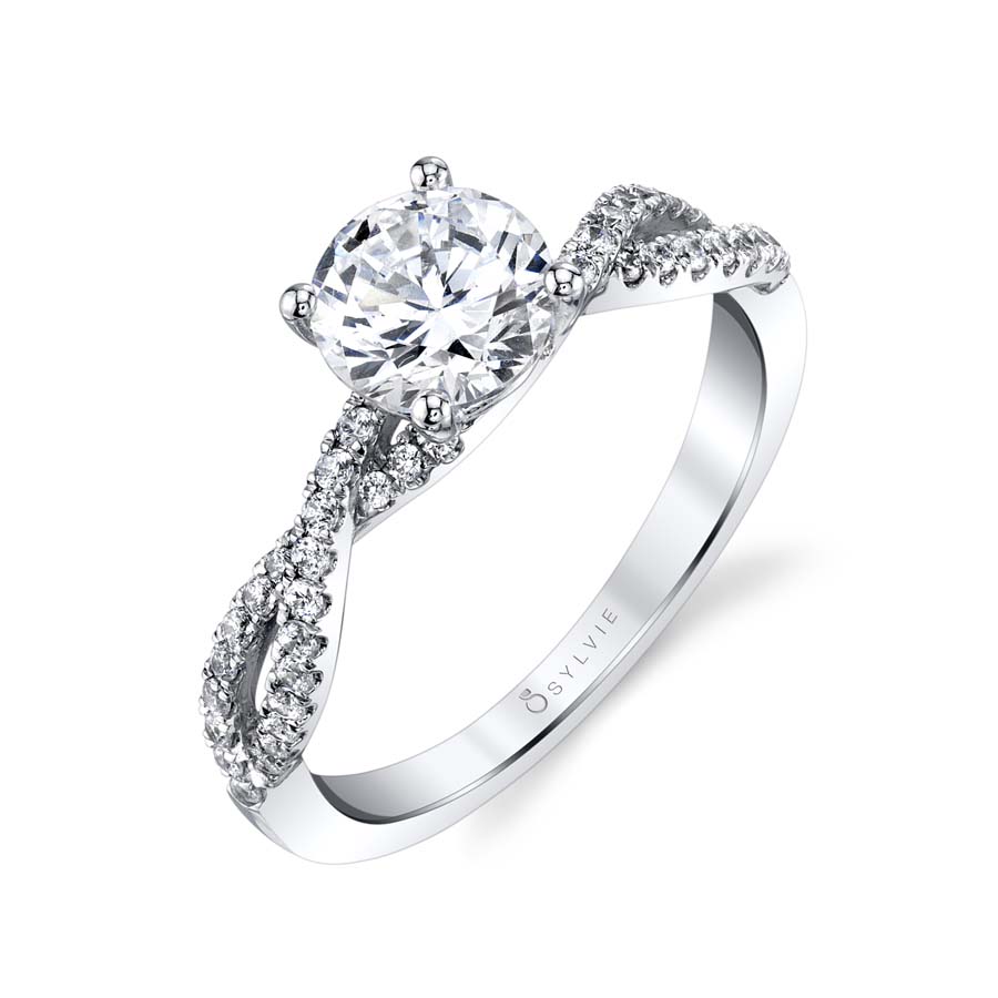(18K White) Celeste - Spiral Engagement Ring