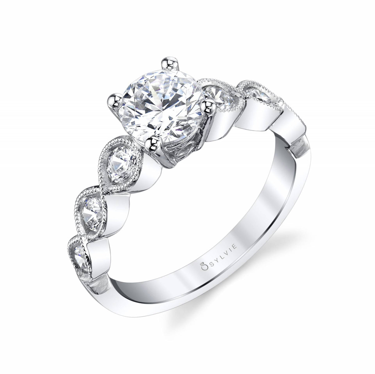 (14K White) Stackable Engagement Ring