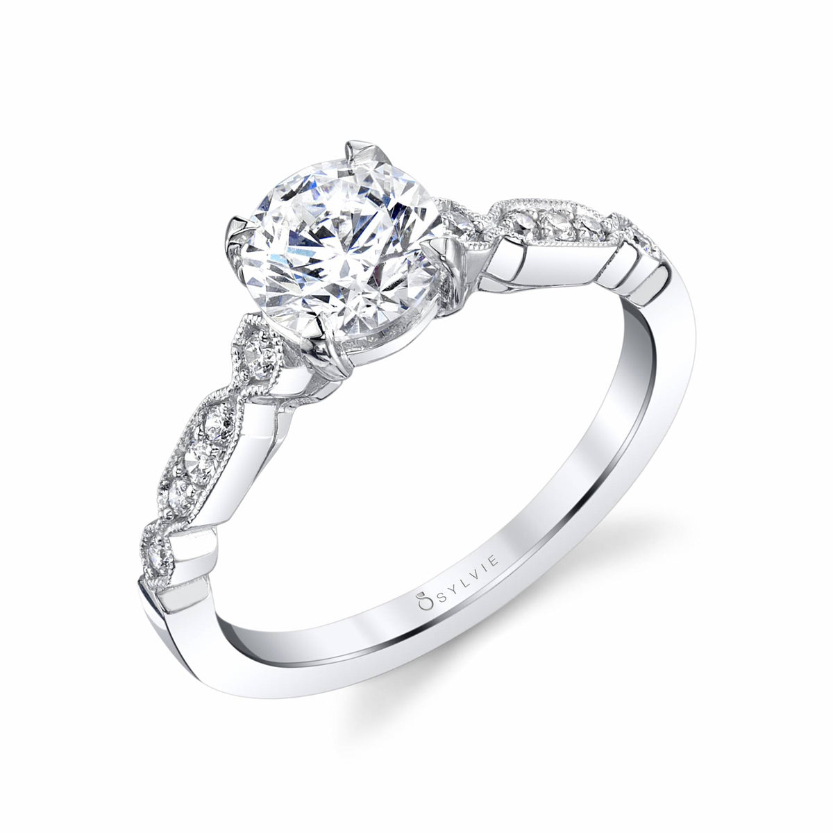 (14K White) Stackable Wedding Band