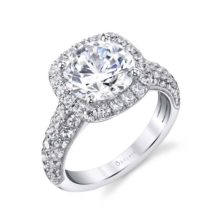 (Platinum White) Halo Engagement Ring