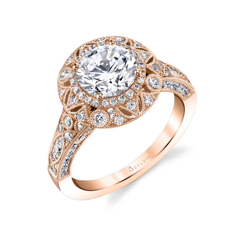 (14K Rose) Thea - Vintage Inspired Engagement Ring