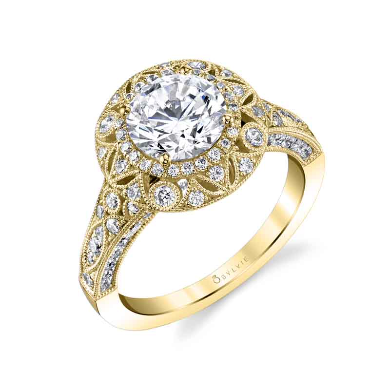 (14K Yellow) Thea - Vintage Inspired Engagement Ring