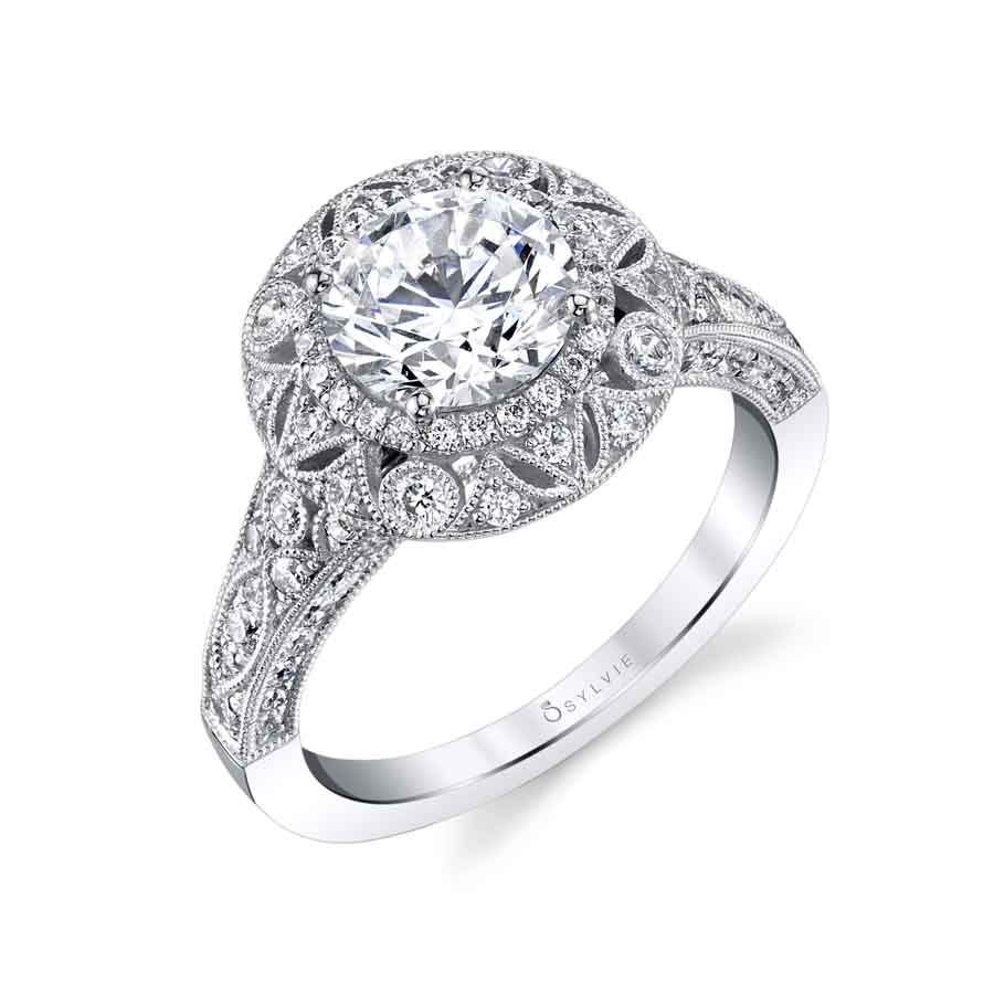 (18K White) Thea - Vintage Inspired Engagement Ring