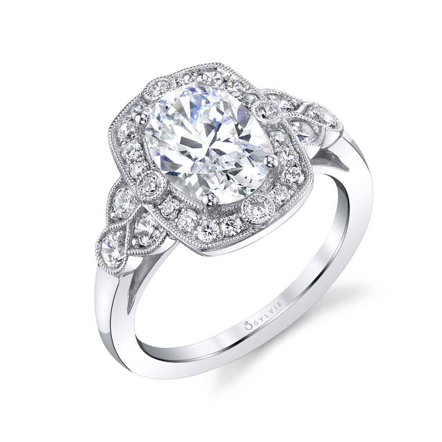 (Platinum White) Halo Engagement Ring