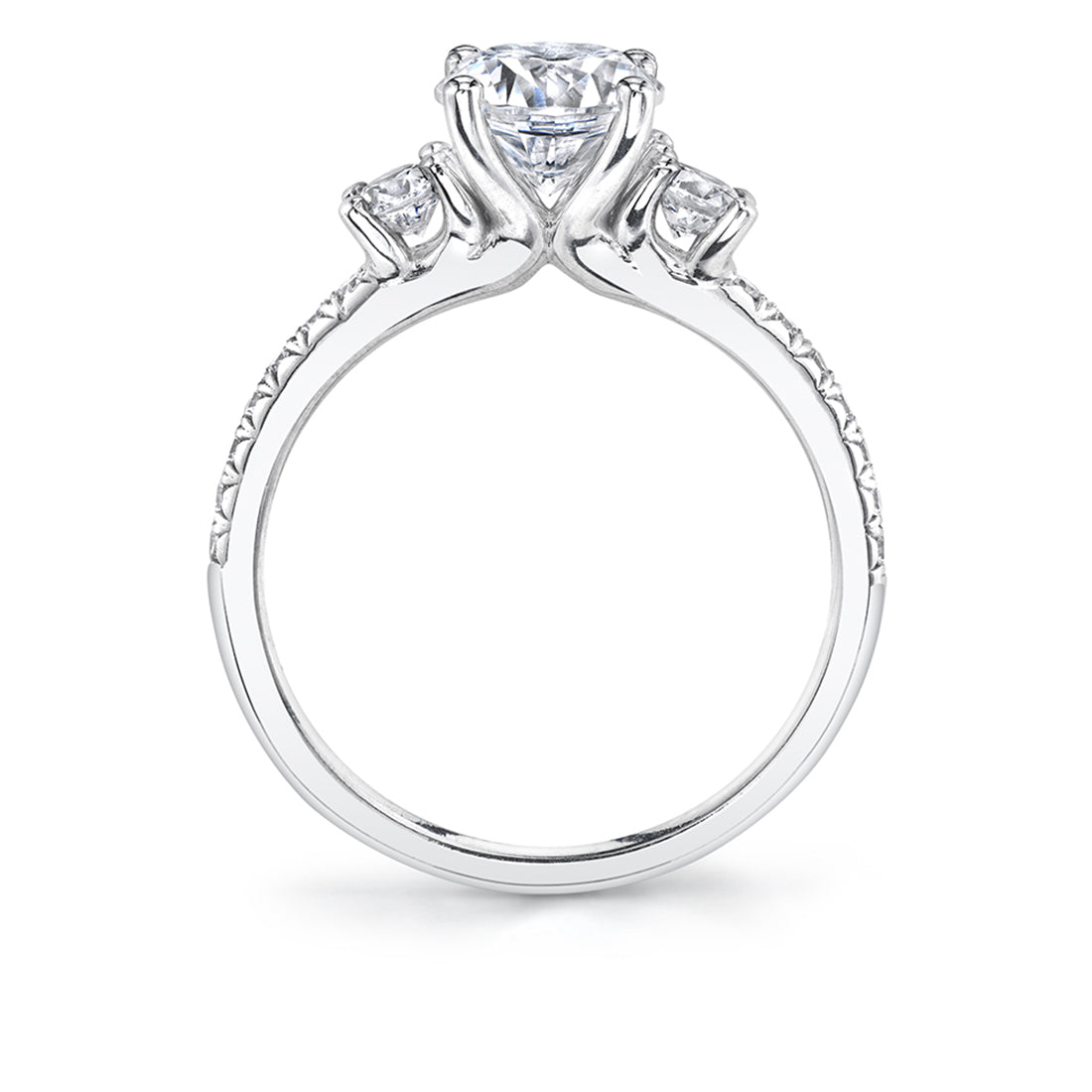 (Platinum White) 3 Stone Engagement Ring - Amore