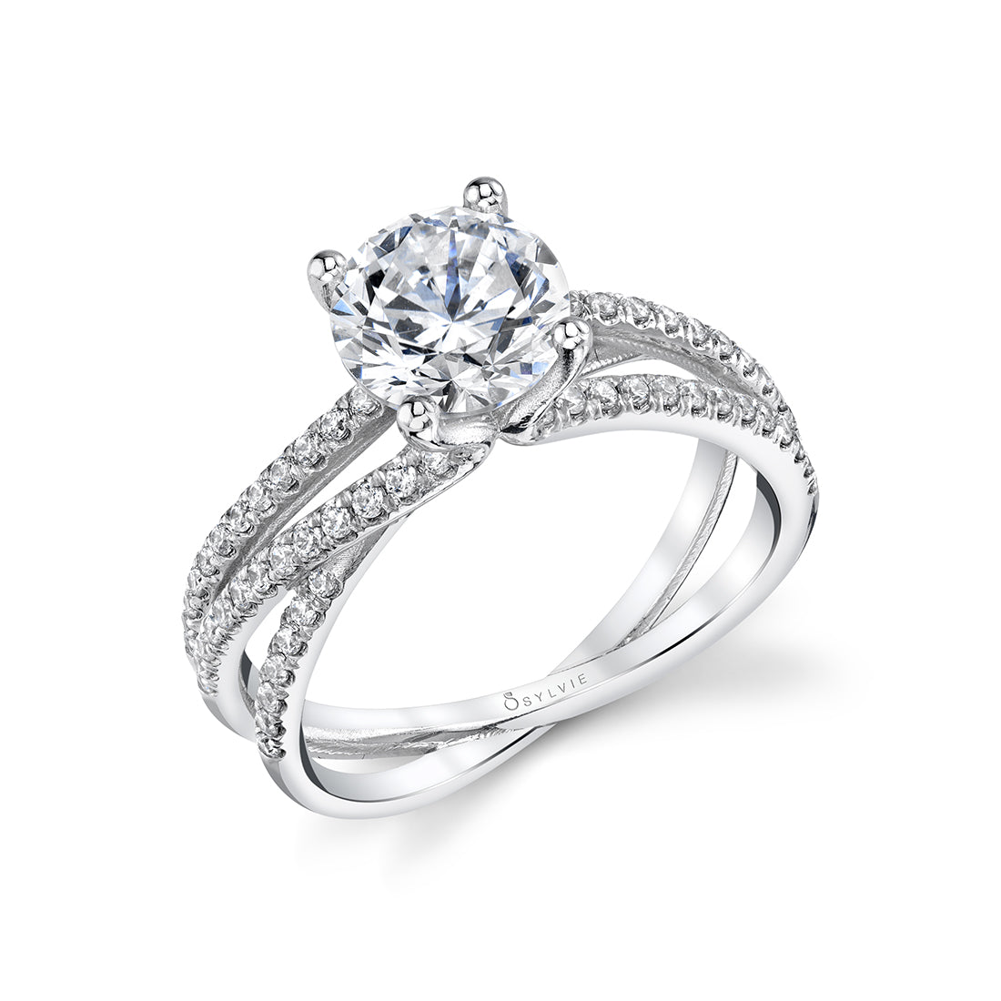 (Gallery) Modern Spiral Engagement Ring with Triple Split Shank - Antonella