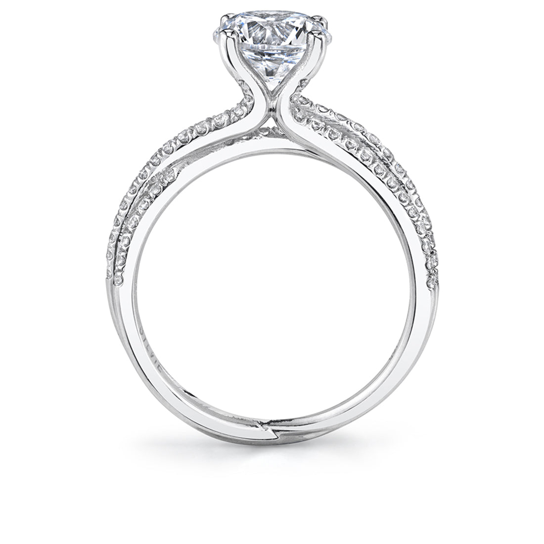 (Platinum White) Modern Spiral Engagement Ring with Triple Split Shank - Antonella