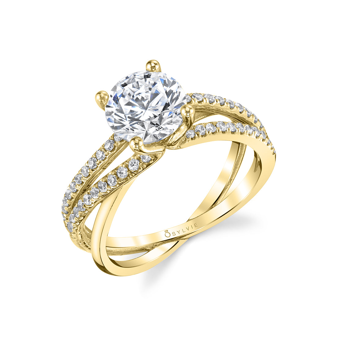 (14K Yellow) Modern Spiral Engagement Ring - Fernanda